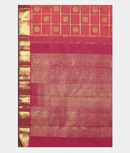 Pinkish Orange Handwoven Kanjivaram Silk Saree T2120084