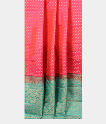 Pinkish Orange Handwoven Kanjivaram Silk Saree T1742642