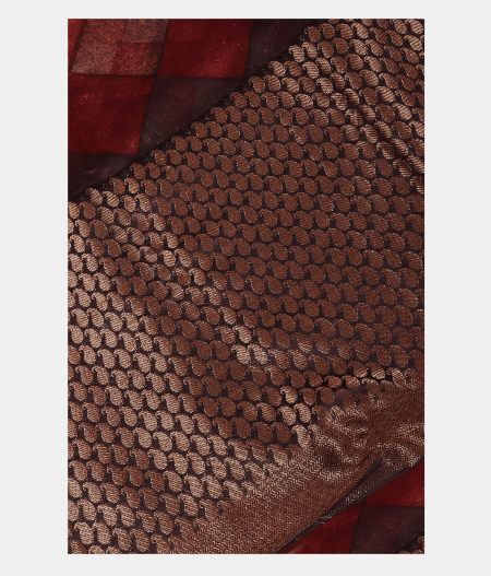 Burgundy Soft Printed Cotton Saree T224771-image