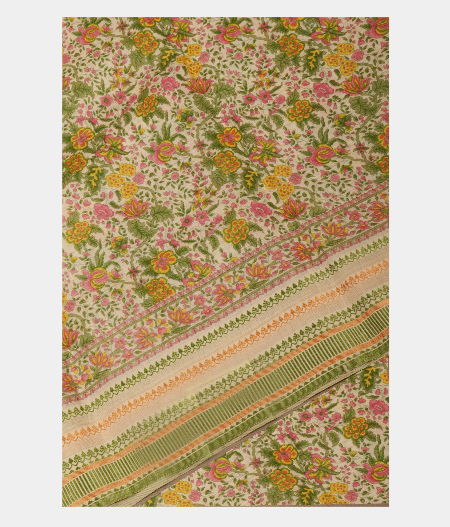 Beige Soft Printed Cotton Saree T218624-image
