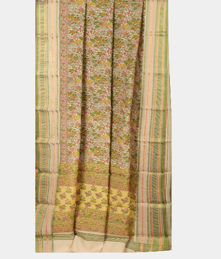 Beige Soft Printed Cotton Saree T2186242