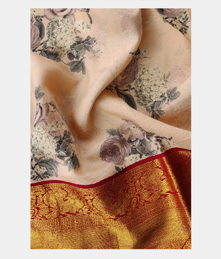 Pink Hand Printed Kanjivaram Silk Saree T2193993