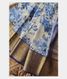 Grey Hand Printed Kanjivaram Silk Saree T2209051