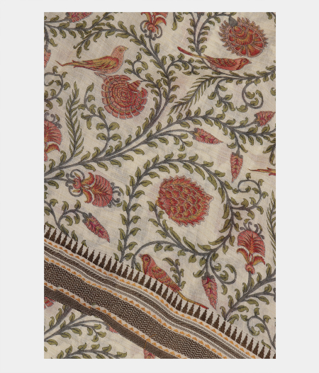 Beige Soft Printed Cotton Saree T218621-image