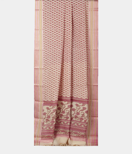 Light Pink Soft Printed Cotton Saree T2186232