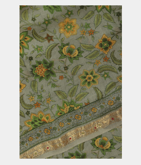 Grey Soft Printed Cotton Saree T226170-image