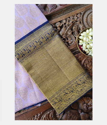 Lavender Handwoven Kanjivaram Silk Pavadai T221559-image