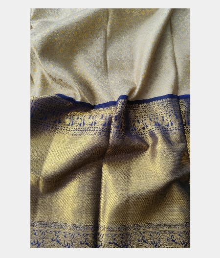 Cream Handwoven Kanjivaram Silk Pavadai T2215632