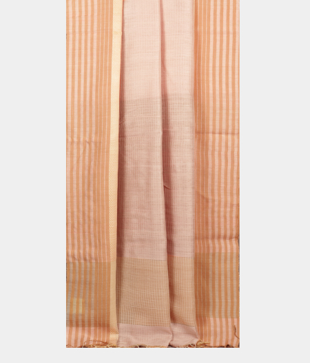 Cream Handwoven Tussar Saree T2173512