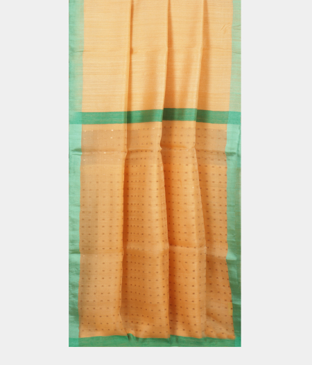 Light Yellow Handwoven Tussar Saree T1019952