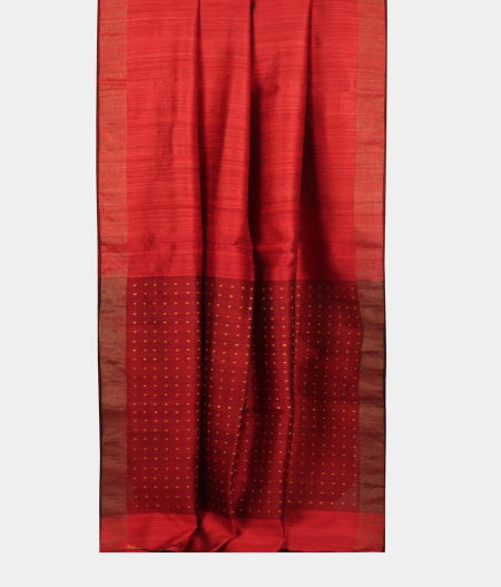 Red Handwoven Tussar Saree T2173642