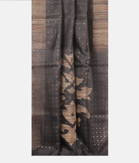 Grey Handwoven Tussar Saree T2167792