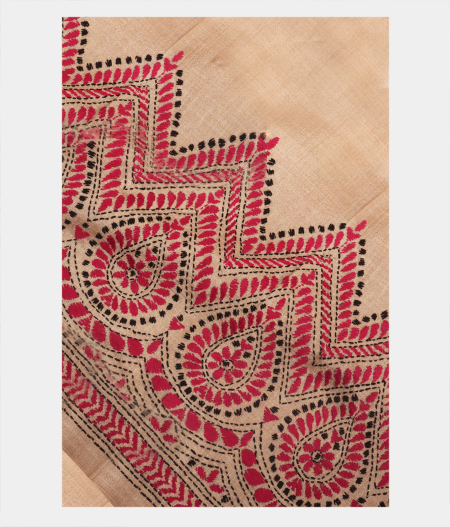 Tussar Kantha Work Saree T219659-image