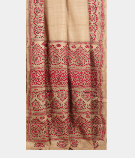 Tussar Kantha Work Saree T2196592