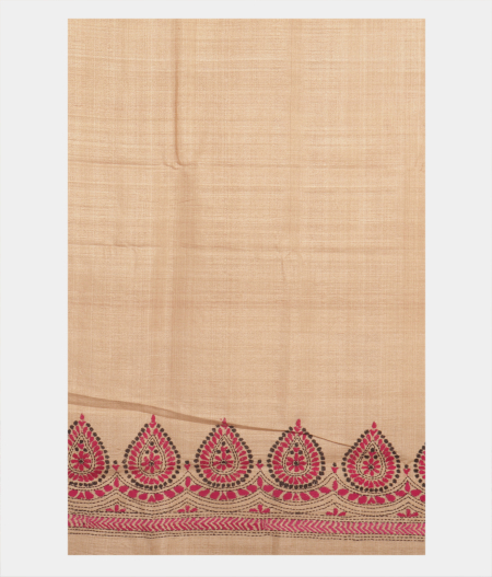 Tussar Kantha Work Saree T2196593