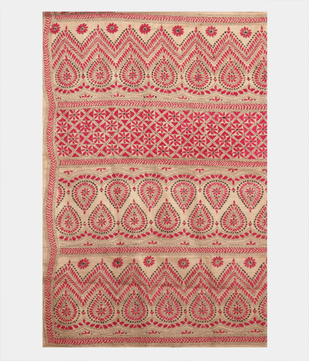 Tussar Kantha Work Saree T2196594