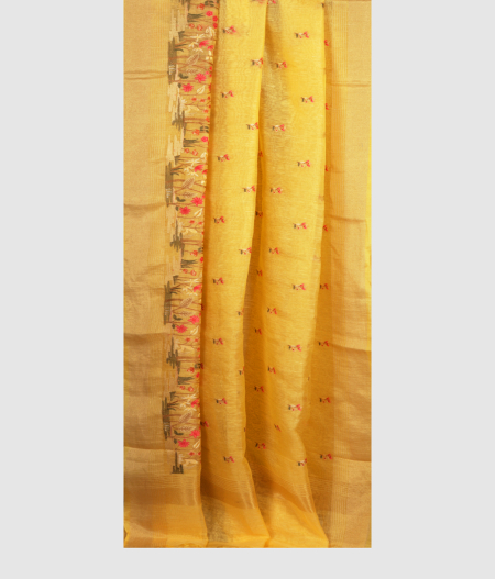 yellow-linen-embroidery-saree-t226106-t226106-b