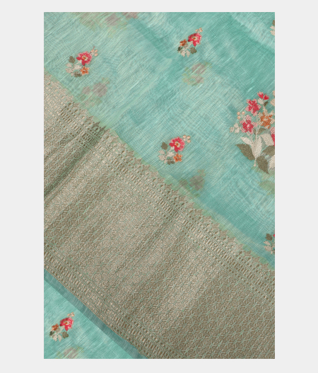 Blue Linen Embroidery Saree T219709-image