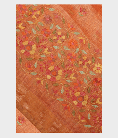 Orange Linen Embroidery Saree T225562-image