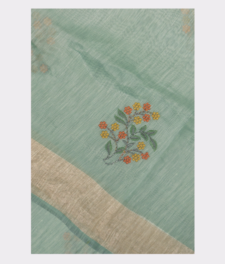 Blue Linen Embroidery Saree T219703-image
