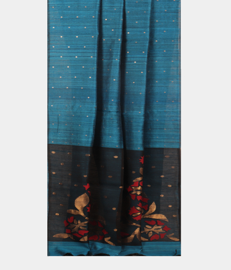 Blue Handwoven Tussar Saree T1611252