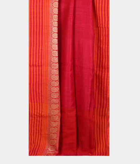 Red Handwoven Tussar Saree T2173622