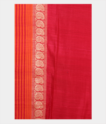 Red Handwoven Tussar Saree T2173623
