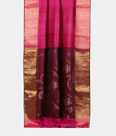 Magenta Handwoven Tussar Saree T1966792