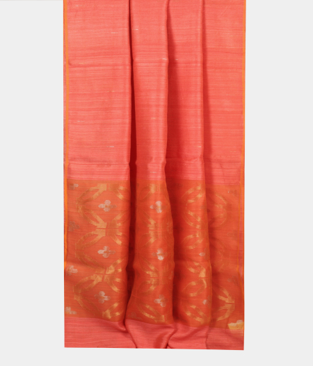 Peach Handwoven Tussar Saree T989362