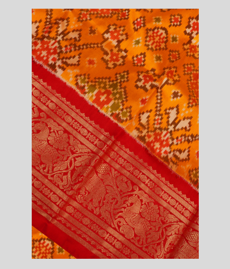 Orange Ikat Silk Saree T137450-image