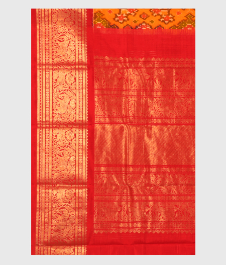 Orange Ikat Silk Saree T1374504