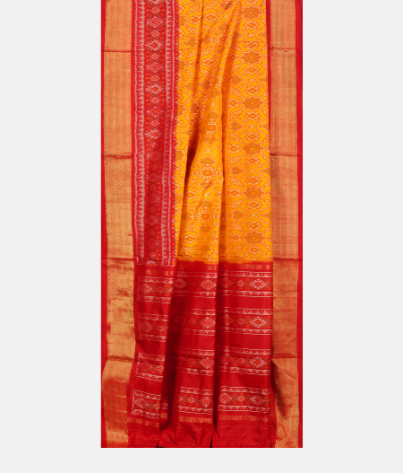 Yellow Ikat Silk Saree T1536352