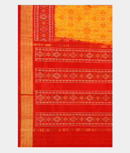 Yellow Ikat Silk Saree T1536354