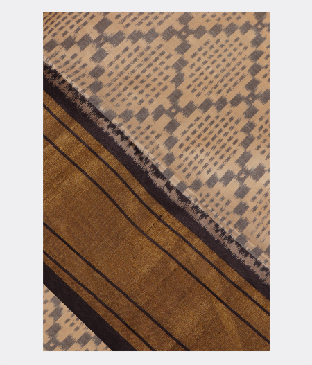 White Ikat Silk Saree LA10773-image
