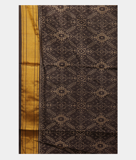 White Ikat Silk Saree LA107733