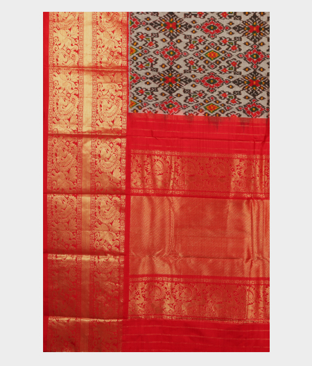 Silver Ikat Silk Saree T1522634