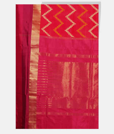Red Ikat Silk Saree T2046824