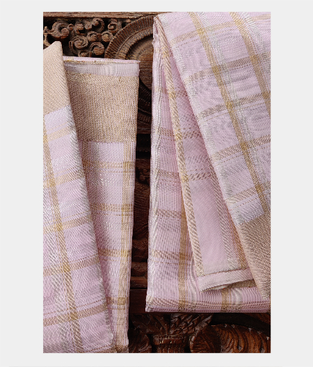 Pink Handwoven Kanjivaram Silk Dhoti and Vastharam T2209163