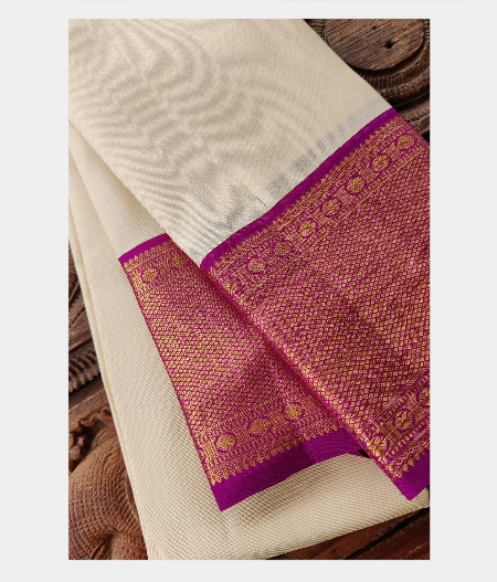 Off White Handwoven Kanjivaram Silk Dhoti and Vastharam T2231622