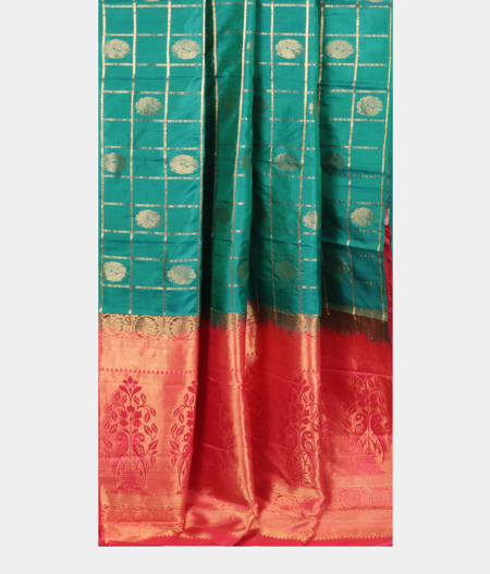 Turquoise Green Handwoven Kanjivaram Silk Saree T1622062