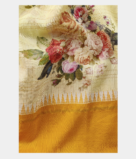 Cream  printed kanjivaram saree T1935302