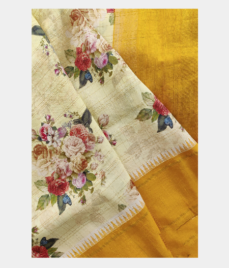 Cream  printed kanjivaram saree T1935303
