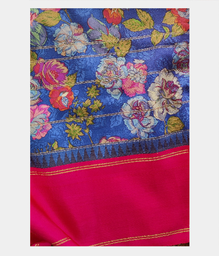 Blue printed kanjivaram saree T1552703