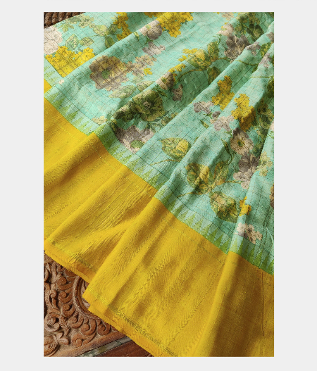 Aqua Green printed kanjivaram saree T181327-image