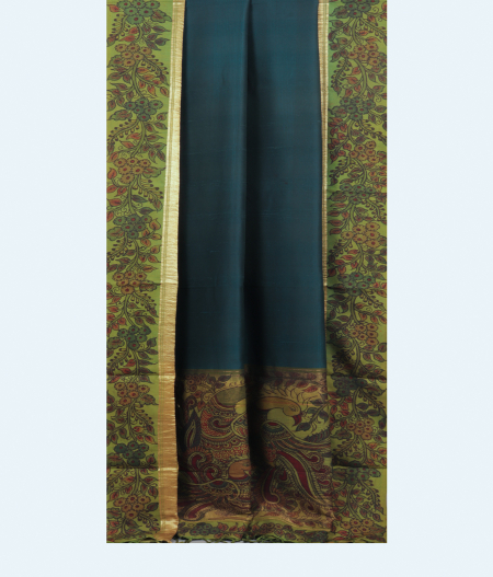 Blue Handpainted Kalamkari Soft Silk Saree T1636182