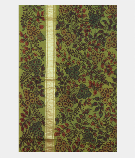 Blue Handpainted Kalamkari Soft Silk Saree T1636183