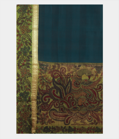 Blue Handpainted Kalamkari Soft Silk Saree T1636184