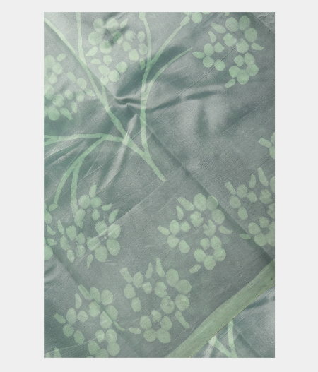 Grey Printed Raw Silk Saree T220228 -image