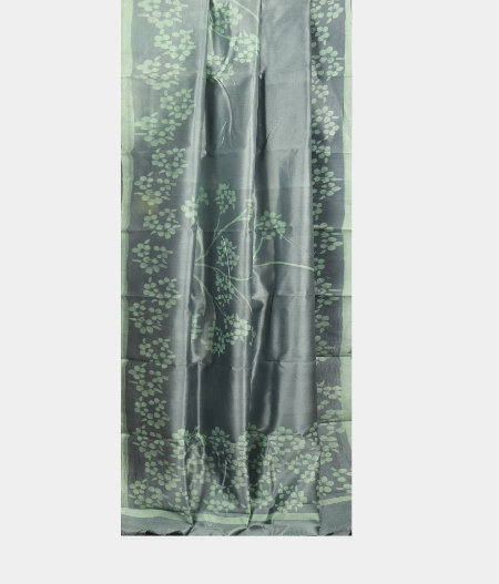 Grey Printed Raw Silk Saree T220228 2