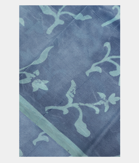 Blue Printed Raw Silk Saree T220240-image